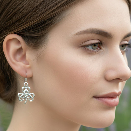 Irish Shamrock Trinity Knot Earrings — view 8