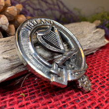 Load image into Gallery viewer, Irish Harp Brooch, Celtic Jewelry, Irish Pin, Harp Brooch, Ireland Brooch, Anniversary Gift, Cap Badge Pin, Bagpiper Gift, Plaid Pin