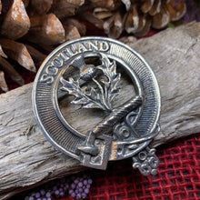 Load image into Gallery viewer, Thistle Brooch, Celtic Jewelry, Scottish Pin, Scotland Brooch, Celtic Brooch, Anniversary Gift, Cap Badge Pin, Bagpiper Gift, Plaid Pin