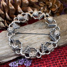 Load image into Gallery viewer, Thistle Brooch, Celtic Jewelry, Scottish Pin, Scotland Brooch, Celtic Brooch, Anniversary Gift, Cap Badge Pin, Bagpiper Gift, Plaid Pin