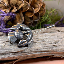 Load image into Gallery viewer, Thistle Stick Pin, Scottish Jewelry, Lapel Pin, Celtic Pin, Outlander Jewelry, Groom Gift, Scotland Gift, Wedding Jewelry, Tie Tac Pin