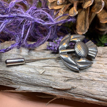 Load image into Gallery viewer, Thistle Stick Pin, Scottish Jewelry, Lapel Pin, Celtic Pin, Outlander Jewelry, Groom Gift, Scotland Gift, Wedding Jewelry, Tie Tac Pin