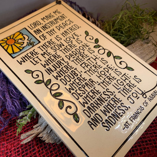 Christian Blessing St. Francis Wall Art in ceramic
