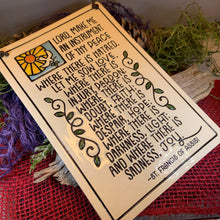 Load image into Gallery viewer, Christian Blessing Wall Art, Saint Francis Gift, Ceramic Wall Plaque, New Home Gift, Peace Prayer, Wedding Gift, Religious Prayer, Mom Gift