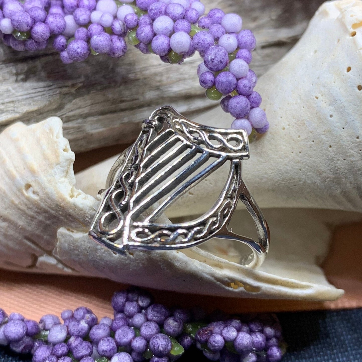 Harp Ring, Celtic Jewelry, Irish Jewelry, Harp Jewelry, Ireland Gift, Irish Dance Gift, Anniversary Gift, Music Jewelry, Silver Celtic Ring