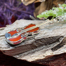 Load image into Gallery viewer, Fiddle Necklace, Celtic Music, Violin Jewelry, Irish Dance Gift, Musician Gift, Orchestra Jewelry, Music Teacher Gift, Silver Violin Gift