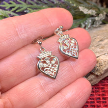 Load image into Gallery viewer, Luckenbooth Earrings, Scotland Jewelry, Celtic Jewelry, Scottish Post Earrings, Anniversary Gift, Bridal Jewelry, Heart Jewelry, Mom Gift