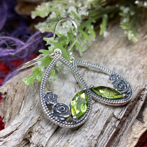 Irish Rose Earrings, Ireland Jewelry, Silver Dangle Earrings, Art Deco Jewelry, Anniversary Gift, Celtic Earrings, Nature Jewelry, Wife Gift