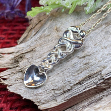Load image into Gallery viewer, Love Spoon Necklace, Celtic Jewelry, Wales Jewelry, Welsh Necklace, Bridal Jewelry, Anniversary Gift, Heart Jewelry, Silver Spoon Wife Gift
