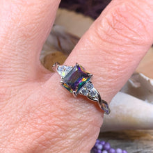 Load image into Gallery viewer, Scottish Celtic Ring, Celtic Ring, Scotland Ring, Mystic Topaz Boho Ring, Celtic Knot Jewelry, Anniversary Gift, Promise Ring, Mom Gift