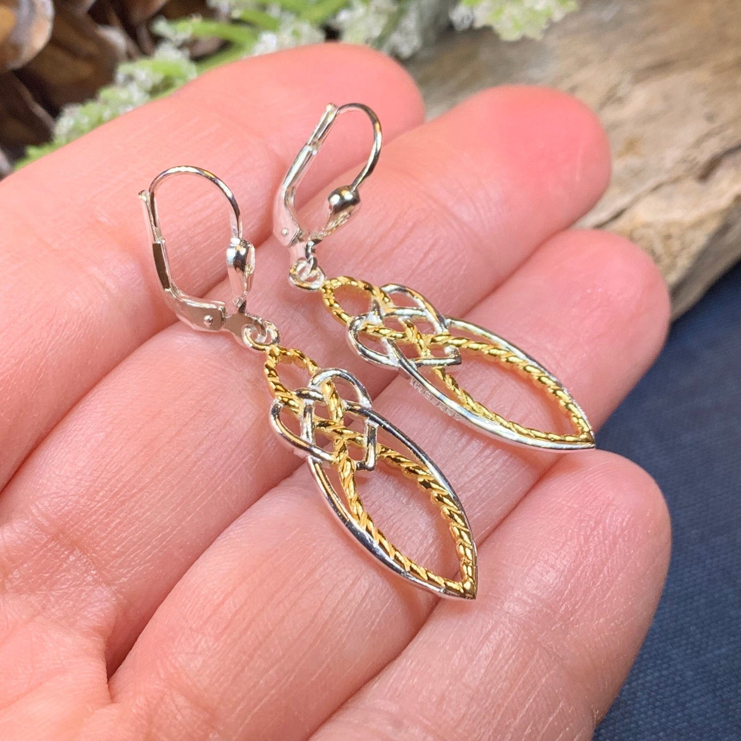Seadream Celtic Knot Leverback Earrings - Handmade in Ireland — view 7