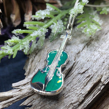 Load image into Gallery viewer, Fiddle Necklace, Celtic Music, Violin Jewelry, Irish Dance Gift, Musician Gift, Orchestra Jewelry, Music Teacher Gift, Silver Violin Gift