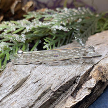 Load image into Gallery viewer, Amethyst Celtic Knot Brooch, Celtic Jewelry, Irish Pin, Mom Gift, Bridal Pin, Anniversary Gift, Scottish Jewelry, February Birthstone