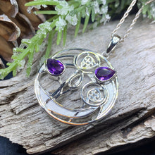 Load image into Gallery viewer, Mackintosh Necklace, Scottish Jewelry, Amethyst Pendant, Celtic Jewelry, Art Deco Pendant, Anniversary Gift, Scotland Necklace, Wife Gift