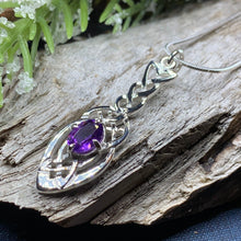 Load image into Gallery viewer, Celtic Knot Necklace, Irish Jewelry, Celtic Jewelry, Amethyst Pendant, Love Knot Jewelry, Wife Anniversary Gift, Scotland Jewelry, Mom Gift