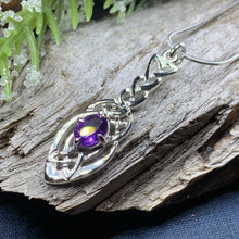 Load image into Gallery viewer, Celtic Knot Necklace, Irish Jewelry, Celtic Jewelry, Amethyst Pendant, Love Knot Jewelry, Wife Anniversary Gift, Scotland Jewelry, Mom Gift