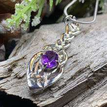 Load image into Gallery viewer, Celtic Knot Necklace, Irish Jewelry, Celtic Jewelry, Amethyst Pendant, Love Knot Jewelry, Wife Anniversary Gift, Scotland Jewelry, Mom Gift