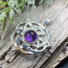 Load image into Gallery viewer, Celtic Knot Necklace, Irish Jewelry, Celtic Jewelry, Amethyst Pendant, Love Knot Jewelry, Wife Anniversary Gift, Scotland Jewelry, Mom Gift