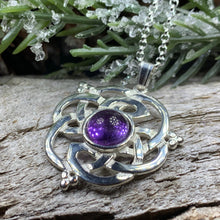 Load image into Gallery viewer, Celtic Knot Necklace, Irish Jewelry, Celtic Jewelry, Amethyst Pendant, Love Knot Jewelry, Wife Anniversary Gift, Scotland Jewelry, Mom Gift