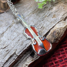 Load image into Gallery viewer, Fiddle Necklace, Celtic Music, Violin Jewelry, Irish Dance Gift, Musician Gift, Orchestra Jewelry, Music Teacher Gift, Silver Violin Gift