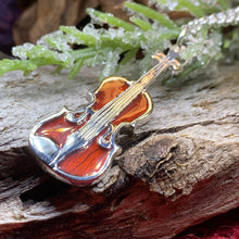 Load image into Gallery viewer, Fiddle Necklace, Celtic Music, Violin Jewelry, Irish Dance Gift, Musician Gift, Orchestra Jewelry, Music Teacher Gift, Silver Violin Gift