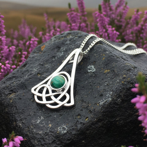 Load image into Gallery viewer, Celtic Knot Necklace, Scotland Necklace, Celtic Jewelry, Nature Necklace, Norse Jewelry, Heathergem Gift, Graduation Gift, Anniversary Gift