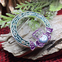 Load image into Gallery viewer, Claddagh Brooch, Celtic Brooch, Irish Jewelry, Celtic Pin, Mom Gift, Bridal Jewelry, Scarf Pin, Heart Jewelry, Girlfriend Gift, Wife Gift