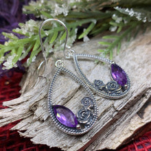 Load image into Gallery viewer, Irish Rose Earrings, Ireland Jewelry, Silver Dangle Earrings, Art Deco Jewelry, Anniversary Gift, Celtic Earrings, Nature Jewelry, Wife Gift
