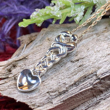 Load image into Gallery viewer, Love Spoon Necklace, Celtic Jewelry, Wales Jewelry, Welsh Necklace, Bridal Jewelry, Anniversary Gift, Heart Jewelry, Silver Spoon Wife Gift