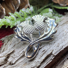 Load image into Gallery viewer, Thistle Brooch, Scotland Jewelry, Celtic Pin, Outlander Gift, Thistle Jewelry, Scottish Gift, Flower Pin, Anniversary Gift, Silver Mom Gift
