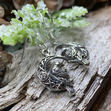 Load image into Gallery viewer, Raven Earrings, Celtic Jewelry, Wiccan Moon Gift, Crow Jewelry, Black Bird Jewelry, Bird Jewelry, Pagan Jewelry, Nature Lover, Poe Jewelry