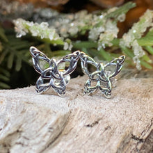 Load image into Gallery viewer, Butterfly Earrings, Celtic Stud Earrings, Insect Jewelry, Graduation Gift, Post Earrings, Mom Gift, Silver Ireland Gift, Woodland Jewelry