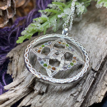 Load image into Gallery viewer, Compass Knot Necklace, Celtic Jewelry, Irish Jewelry, Celtic Knot Jewelry, Rainbow Jewelry, Gemstone Necklace, Anniversary Gift, Wife Gift