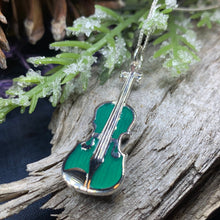 Load image into Gallery viewer, Fiddle Necklace, Celtic Music, Violin Jewelry, Irish Dance Gift, Musician Gift, Orchestra Jewelry, Music Teacher Gift, Silver Violin Gift