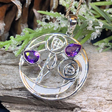 Load image into Gallery viewer, Mackintosh Necklace, Scottish Jewelry, Amethyst Pendant, Celtic Jewelry, Art Deco Pendant, Anniversary Gift, Scotland Necklace, Wife Gift
