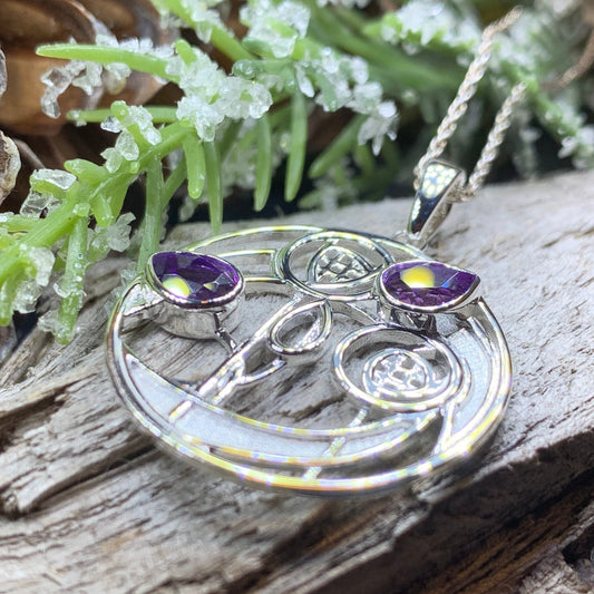 Mackintosh Necklace, Scottish Jewelry, Amethyst Pendant, Celtic Jewelry, Art Deco Pendant, Anniversary Gift, Scotland Necklace, Wife Gift