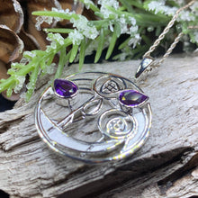 Load image into Gallery viewer, Mackintosh Necklace, Scottish Jewelry, Amethyst Pendant, Celtic Jewelry, Art Deco Pendant, Anniversary Gift, Scotland Necklace, Wife Gift