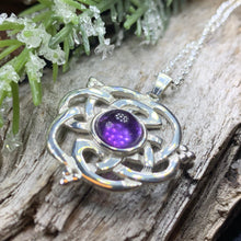 Load image into Gallery viewer, Celtic Knot Necklace, Irish Jewelry, Celtic Jewelry, Amethyst Pendant, Love Knot Jewelry, Wife Anniversary Gift, Scotland Jewelry, Mom Gift