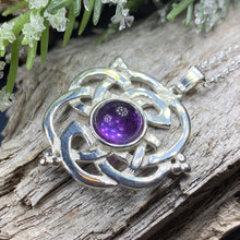 Load image into Gallery viewer, Celtic Knot Necklace, Irish Jewelry, Celtic Jewelry, Amethyst Pendant, Love Knot Jewelry, Wife Anniversary Gift, Scotland Jewelry, Mom Gift