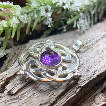 Load image into Gallery viewer, Celtic Knot Necklace, Irish Jewelry, Celtic Jewelry, Amethyst Pendant, Love Knot Jewelry, Wife Anniversary Gift, Scotland Jewelry, Mom Gift