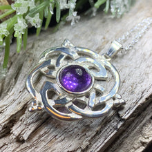 Load image into Gallery viewer, Celtic Knot Necklace, Irish Jewelry, Celtic Jewelry, Amethyst Pendant, Love Knot Jewelry, Wife Anniversary Gift, Scotland Jewelry, Mom Gift