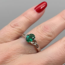 Load image into Gallery viewer, Irish Twilight Celtic Ring, Celtic Ring, Ireland Ring, Promise Ring, Trinity Knot Jewelry, Anniversary Gift, Cocktail Ring, Emerald Ring