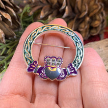 Load image into Gallery viewer, Claddagh Brooch, Celtic Brooch, Irish Jewelry, Celtic Pin, Mom Gift, Bridal Jewelry, Scarf Pin, Heart Jewelry, Girlfriend Gift, Wife Gift