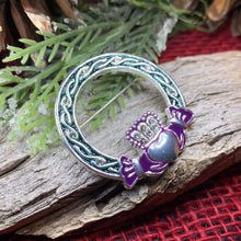 Load image into Gallery viewer, Claddagh Brooch, Celtic Brooch, Irish Jewelry, Celtic Pin, Mom Gift, Bridal Jewelry, Scarf Pin, Heart Jewelry, Girlfriend Gift, Wife Gift