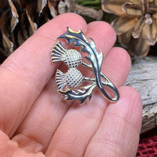 Load image into Gallery viewer, Thistle Brooch, Scotland Jewelry, Celtic Pin, Outlander Gift, Thistle Jewelry, Scottish Gift, Flower Pin, Anniversary Gift, Silver Mom Gift