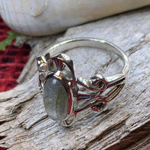 Load image into Gallery viewer, Celtic Ring, Moonstone Ring, Labradorite Statement Ring, Sterling Silver Ring, Celtic Jewelry, Anniversary Gift, Wiccan Jewelry, Wife Gift
