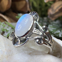 Load image into Gallery viewer, Celtic Ring, Moonstone Ring, Labradorite Statement Ring, Sterling Silver Ring, Celtic Jewelry, Anniversary Gift, Wiccan Jewelry, Wife Gift