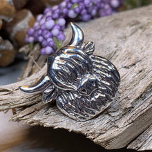 Load image into Gallery viewer, Highland Cow Pin, Scotland Jewelry, Nature Jewelry, Gift for Her, Scotland Cow Brooch, Highland Cow Brooch, Animal Lover, Rancher Gift