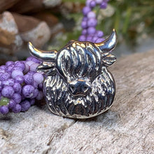 Load image into Gallery viewer, Highland Cow Pin, Scotland Jewelry, Nature Jewelry, Gift for Her, Scotland Cow Brooch, Highland Cow Brooch, Animal Lover, Rancher Gift