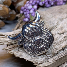 Load image into Gallery viewer, Highland Cow Pin, Scotland Jewelry, Nature Jewelry, Gift for Her, Scotland Cow Brooch, Highland Cow Brooch, Animal Lover, Rancher Gift